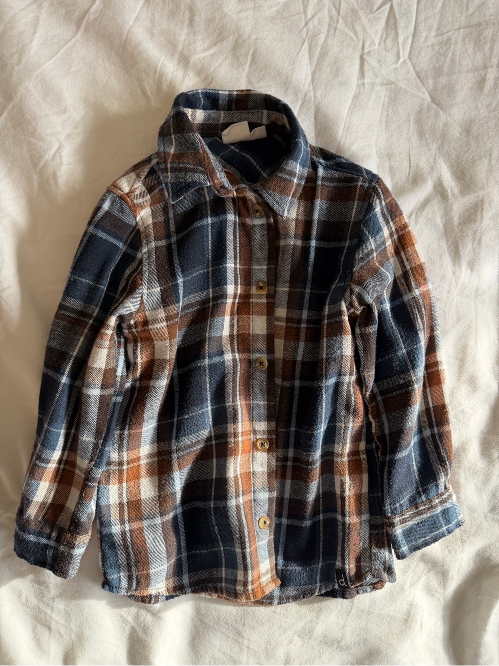 Deux Nar Deux, Long-Sleeve Plaid Button-Up Shirt - Navy & Brown, size 4T
